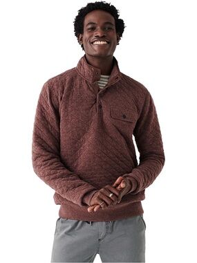 Faherty Quilted Fleece Half-Snap Pullover Sweater - Brown Burgundy men’s Sz M